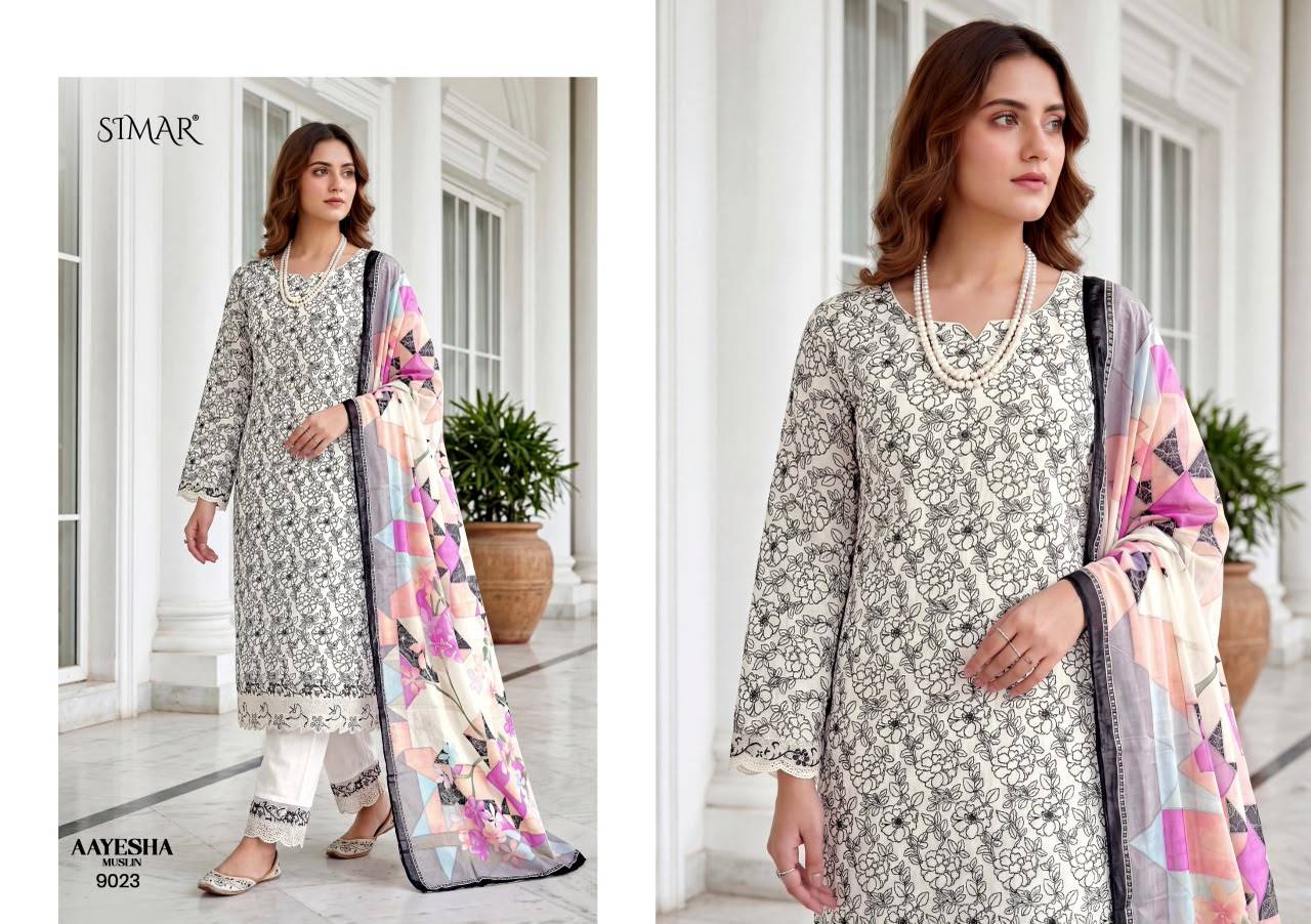 Aayesha By Glossy 9018 To 9023 Series Stylish Beautiful Colourful Muslin Dresses At Wholesale Price